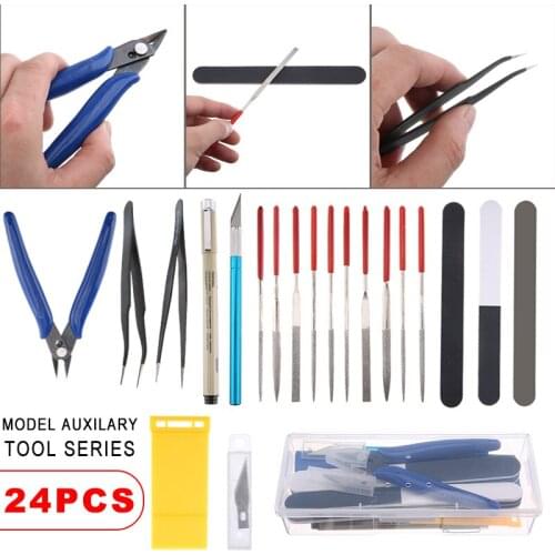 24Pcs Model Craft Repair Fix Kit DIY Basic Tools Set For Modeler Hobby Modelling Tool Accessories