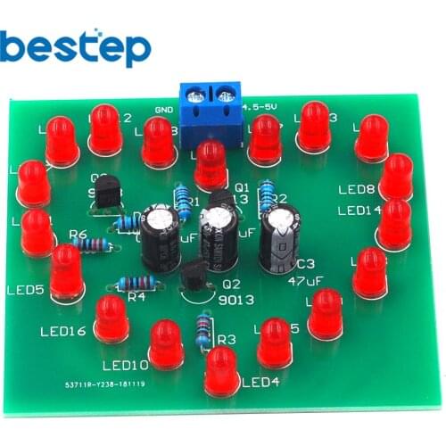 DIY Kit Music Flash Light Kits 18 LEDs Heart-Shaped Red Green Dual-Color Flashing Happy Birthday Music Gift Electronic Fun Parts
