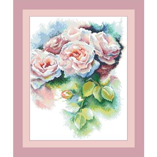 Watercolor Rose Printed Cross Stitch Kits Flowers Counted Canvas Embroidery 11CT 14CT DIY Crafts Needlework Home Decor Paintings
