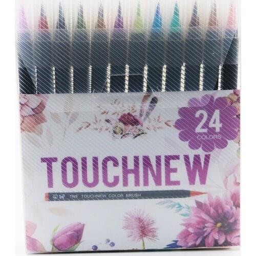 TOUCHNEW 24 Colors Watercolor Painting Soft Brush Marker Pen Set For Manga Sketch Drawing Comic Calligraphy Premium Painting