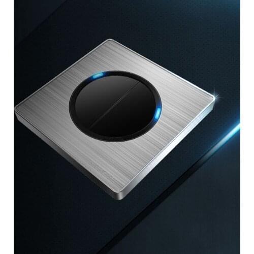 1-4 Gang 2 Way Wall Push Button Switch Silver Gray Stainless Steel Brushed Panel Household Wall Light Switch