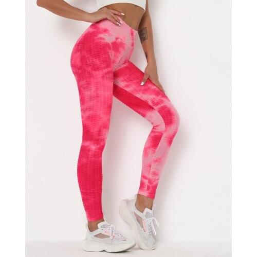 New Arrival Ink Jacquard Bubble Pants Slim-Fit Buttocks Sports Fitness Pants Tights Leggings Tie-Dye Fitness Running 2021
