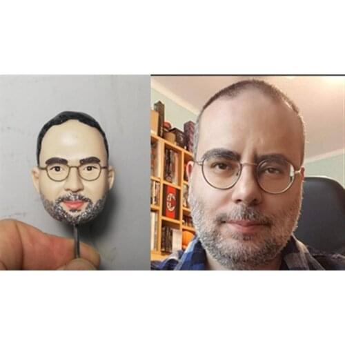 Custom Man Head Figures with Glasses 4-5cm Height Head Puppets Polymer Clay Handmade Friends Children Gift