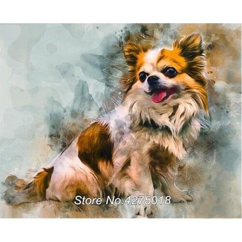 Full square Diamond Embroidery Chihuahua dog 5D Cross Stitch DIY Pet Photo Custom Diamond Painting mosaic rhinestone decor YG970