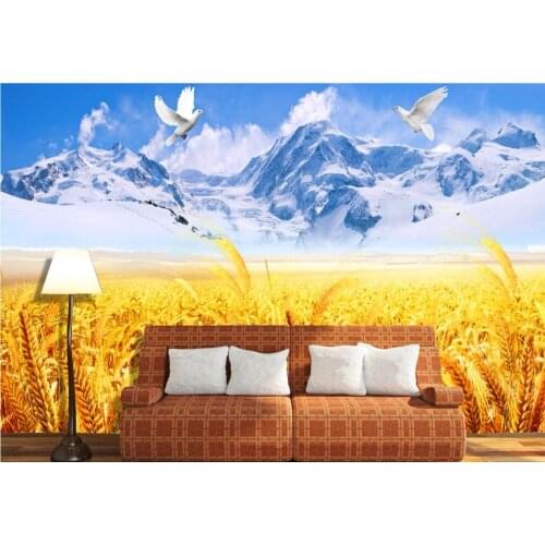 Custom photo 3d room wallpaper Wheat field snow-capped mountain home improvement painting 3d wall murals wallpaper for walls 3 d