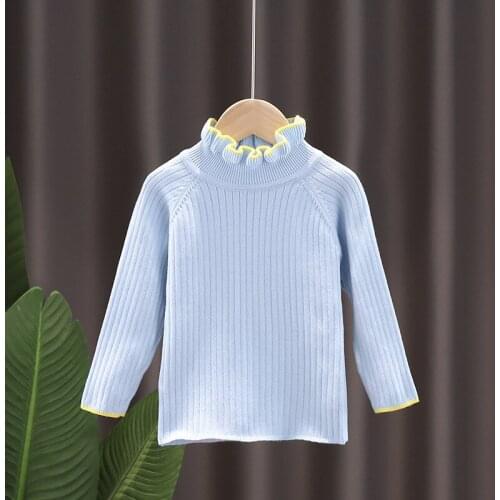 Casual Kids Long Sleeves Sweater For Girls Knit Pullover Clothing Autumn Clothes Girl Coat Child Blouse Ruffles Turtleneck 3-8
