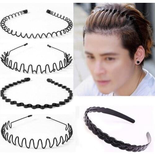 2021 New Fashion Wavy Hairband Women Men Metal Plastic Headwear Comfortable Non-slip Headband Simple Black Hair Accessories