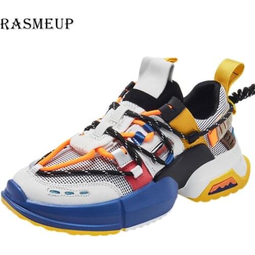 RASMEUP Mesh Womens Flat Sneakers 2020 Fashion Brand Breathable Women Shoes Casual Comfortable Chic Woman Chunky Sneakers