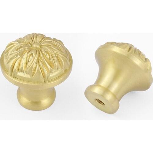 European Style Solid Brass Handle Golden Round Cabinet Door Handles Luxury Drawer Wardrobe Pulls Diy Handmade Furniture Knobs