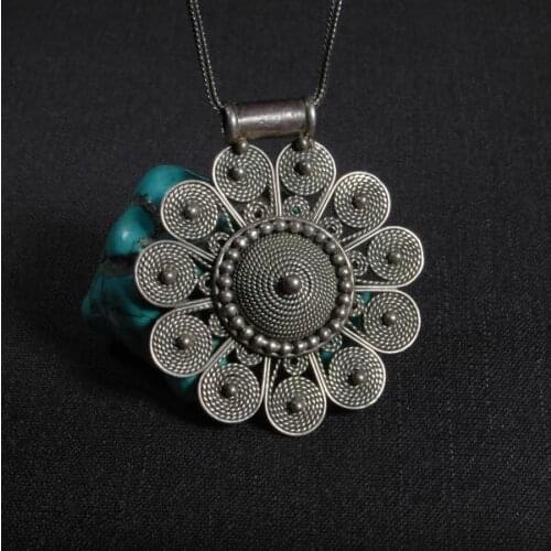 Handmade Nepalese 925 Silver Pendant Necklace 925 Sterling Good Luck Symbol Pendant Necklace Bohemia Pendant Necklace