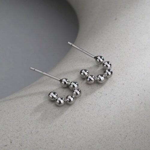 Modern Jewelry Metal Beads Earrings Simply Design Hot Selling Silvery Plating Women Earrings For Girl Fine Accessories