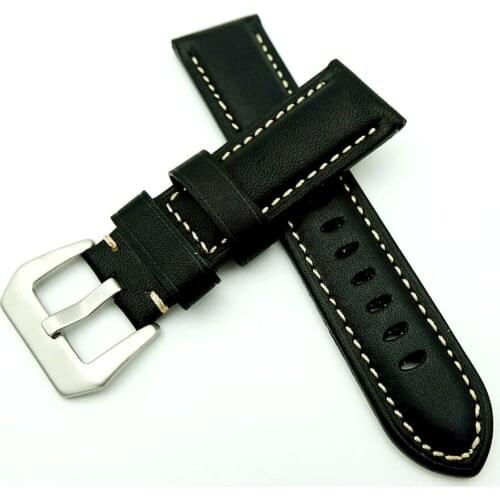 Special Offer 24mm Black Replace For PAM Genuine Leather Watch Bands Strap For Any WatchBand Replace