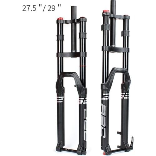 27.5 29Inch MTB Bicycle Double Shoulder Air and Gas Fork 150mm Travel Thru Axle 100*15mm Boost Rapid Drop Fork Damping Rebound