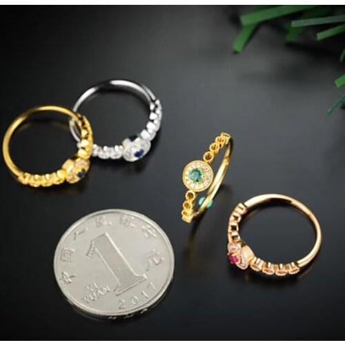 Aazuo Real 18K Yellow Rose White Gold Real Diamond IJ SI Natural Ruby Emerald Sapphire Round Rings gifted for Women Au750