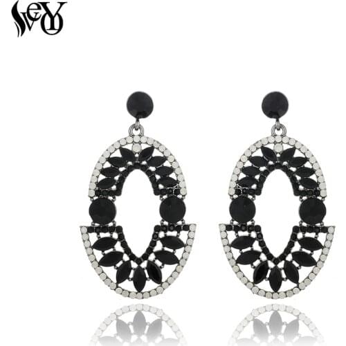 VEYO Drop Earrings for Women 2018 Elliptical hollowing Crystal Earings Fashion Jewelry Pendientes New Arrival Wholesale