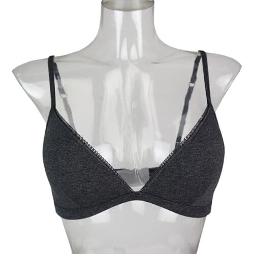 Womens Lingerie Bra Organic Cotton Wireless Thin Padded Underwear Bra Solid Color Breathable and Comfortable