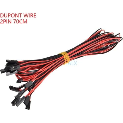 10PCS 2PIN DUPONT LINE female to female PITCH 2.54MM 70CM double head 2P JUMPER CABLE WIRE FOR PCB connector 3D Printer