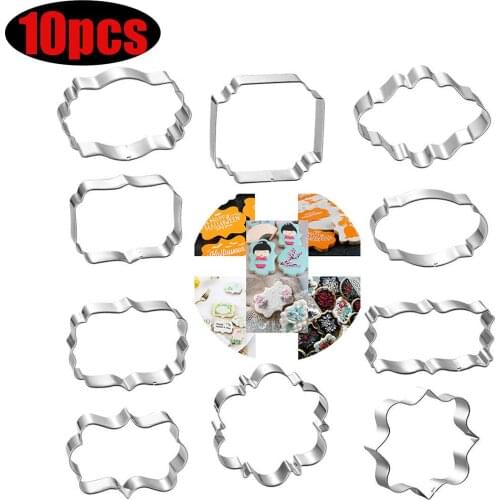 10pcs Cookie Cutters Moulds Stainless Steel Square Wave Shape Biscuit Mold DIY Fondant Pastry Decorating Baking Kitchen Tools