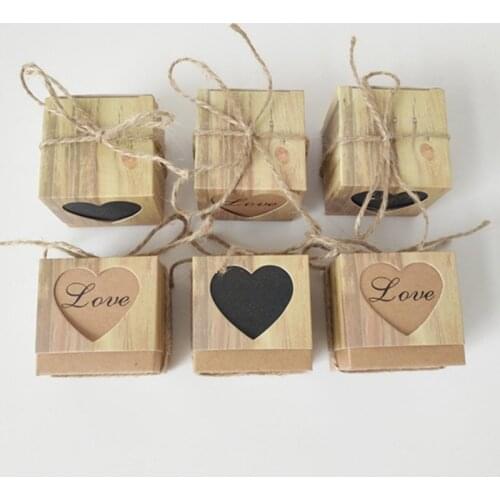 20/50pcs Kraft Paper Candy Dragee Gift Box Love Heart Gifts Bags Party Favors for Guests Wedding Decoration Packaging Wrapping