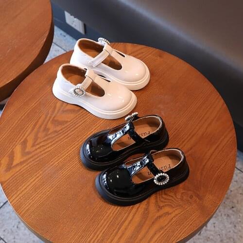 2021Fashion Princess Pearls Shoe Children Little Girls School Kid Shoes Dress Party Dance Leather Shoes 3 5 6 7 8 9 10 11 12year