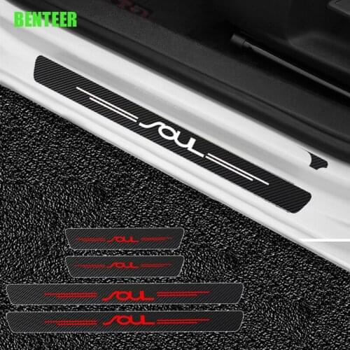 4pcs Carbon fiber car door protection sticker for kia soul