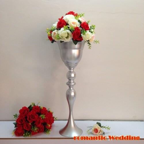 66cmTall Shiny Silver Wedding flower vase Wedding Decoration Table Centerpiece 10pcs