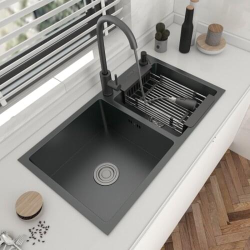 80.45cm 304 Stainless Steel Double Bowl Kitchen Sink Topmount Or Undermount Basin Black Gray With Drainage Accessories
