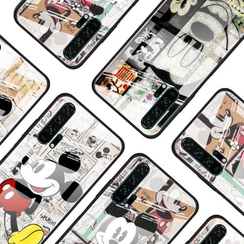 Disney Retro Mickey for Honor 30 20 10 9X Pro Plus Lite 8X Huawei Y8P Y6P Y5P Y9 Y7 Y6 2019 Tempered Glass Phone Case