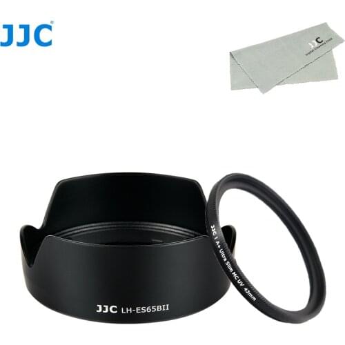 JJC ES-65B Flower Lens Hood Shade for Canon RF 50mm F1.8 STM Lens on EOS R6 Ra R RP R5 C70 with 43mm UV Filter and Lens Cloth