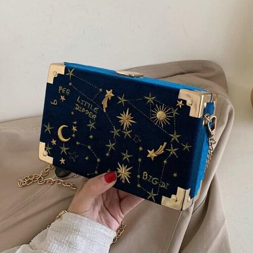 Embroidery cheap Womens bag 2021 Trend Fashion Evening Woman Shoulder Bag for Phone Chain Velvet Party badge Crossbody Bags