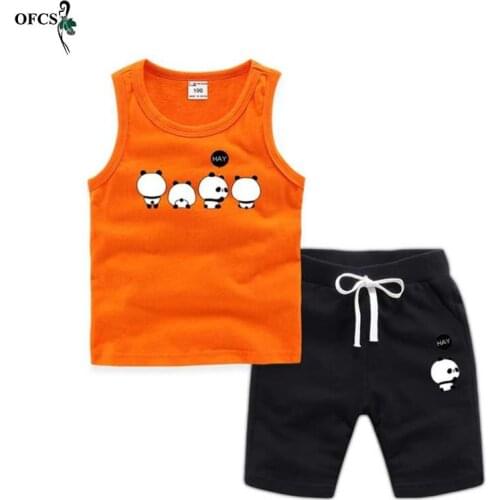 Children Vest Suit Kid Boys Girls Cartoon Printing Outside Wear Sets Child Clothing Cotton Vest Top+ Shorts 2 Pcs 18m-12 Years