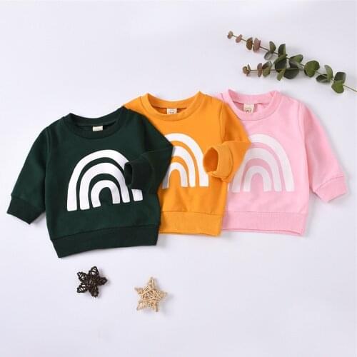 Children Pullover Sweatshirts Boys Girls Kids Rainbow Print Sweatshirt Tops Toddler Baby Boys Spring Autumn Hoodies Outfits
