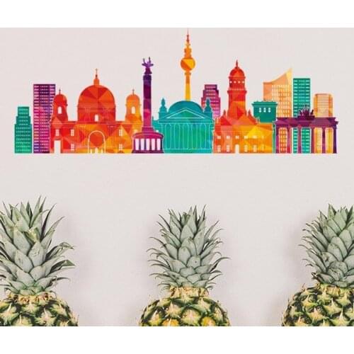 Germany Famous Building Landmark Architecture Silhouette Illustration Pattern Wall Sticker Art Decals Wallpaper for Room Decal