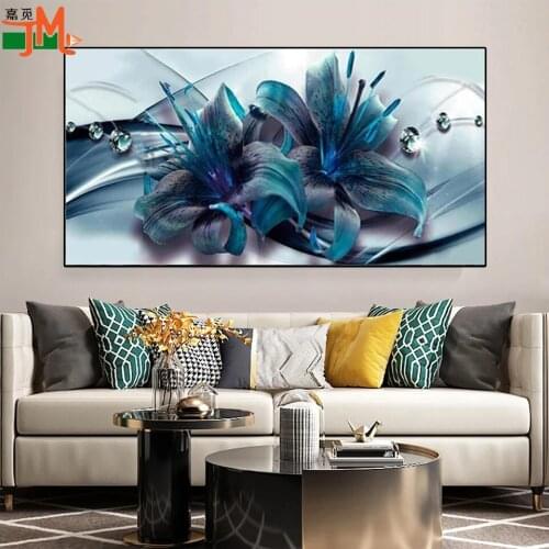 Blue Lily Diamond Painting Full Square Round Cross Stitch Diamond Set Mosaic Still Life Crafts 5D Diamond Embroidery Flowers Kit