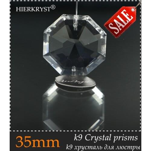 HIERKYST 10 pcs K9 Glass Crystal Prisms Pendants Chandeliers Parts Lustres Rainbow Lamp Lighting Hang Drops 35mm 1.37" #2102B