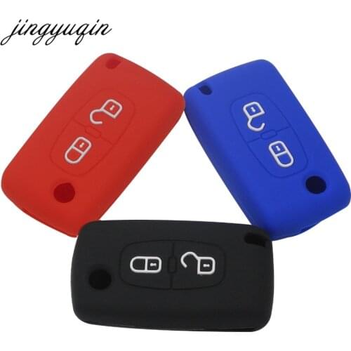 Jingyuqin Silicone Case for Peugeot 208 207 308 RCZ 408 407 307 206 for Citroen C4 C5 C3 C2 C4L Xsara Picasso Car Flip Key Cover