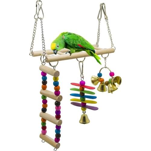 Creative Parrot Toy Set Funny Parrot Ladder Bird Swing Toy Parrot Hanging Toys Pet Supplies Bird Training Accessories