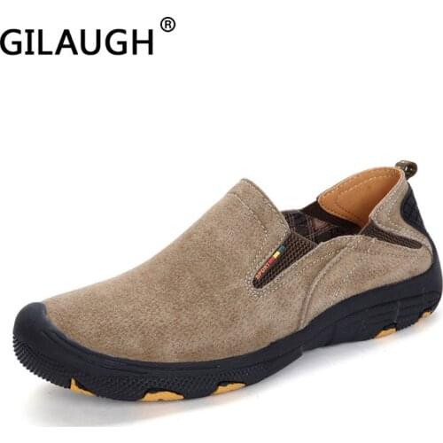 GILAUGH New 2020 Fashion Sneakers Style Genuine Leather Men Casual Shoes High Guality Breathable Slip-On Loafers Men Shoes