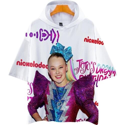 Hot Sale 3D JOJO SIWA Hooded T Shirts Men Women Tops Summer Short Sleeve Hip Hop t-shirt Casual Boys Girls Cool T-Shirt