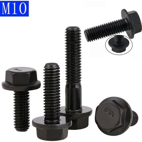 M10 -1.5 10mm High Tensile Grade 10.9 Hex Head Flange Screws Frame Hex Head Bolts GB5789 DIN6921
