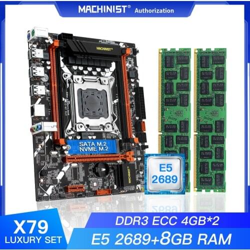 MACHINIST X79 Motherboard Combo LGA 2011 With XEON E5 2689 Processor DDR3 16GB 2*8 GB ECC RAM Memory Set Kit Mainboard X79 Z9-D7