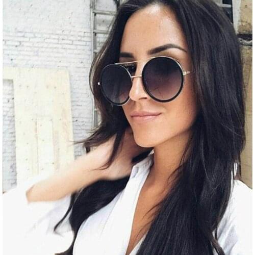 Fashion Oversized Round Sunglasses Women Brand Designer Vintage Gradient Shades Sun Glasses UV400 Oculos Feminino