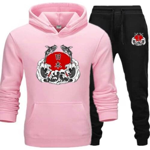 Mens Sets Japanese hoodie suit warm fleece Pullover hoodies and pants Sportswear tracksuit drop shipping Sweatshirt plus XS-5XL