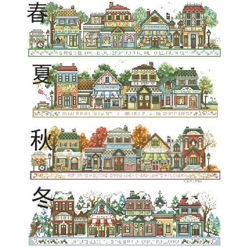 Counted Cross Stitch Kit Cross Stitch DIY Needlework Counted Chinese Cross-stitch Kits For Embroidery seasons country