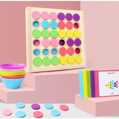 Wooden Color Circular Plate Sorting Stacking Toy Kit Rainbow Blocks Memory Matching Game Educational Toy for Toddler Gifts