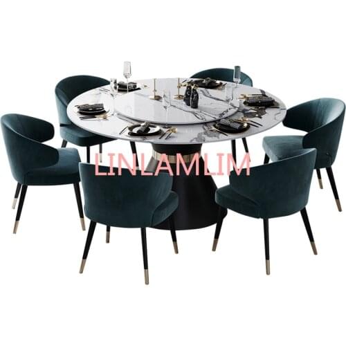 Stainless steel Dining Room Set Home Furniture minimalist modern marble dining table and 6 chairs mesa de jantar muebles comedor