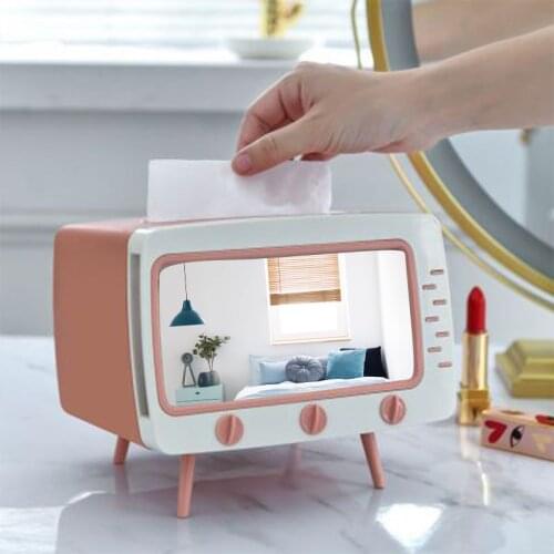 Creative TV Tissue Box Desktop Paper Dining bar Holder Dispenser Storage Napkin Case Organizer Multifunction Mobile Phone Holder