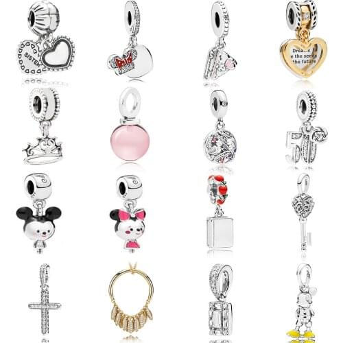 NEW 2019 100% 925 Sterling Silver Regal Key Cute animal cross cake Pendant Charm Fit DIY Original Women Bracelet Jewelry