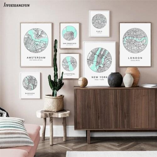 New York Paris London Rome City Print Street Map Wall Art posters and Prints Canvas Painting Wall Pictures for Living Room Decor