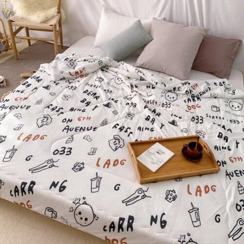 Ins New Eyelash orange cherry dinosaur print Bedspread Summer Quilt Blanket Parent-child Nordic summer cool quilt Home Textiles